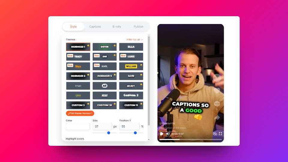 Submagic's Automatic Captioning Feature