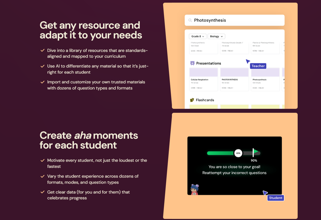 Wayground features including lessons, quizzes, and progress tracking