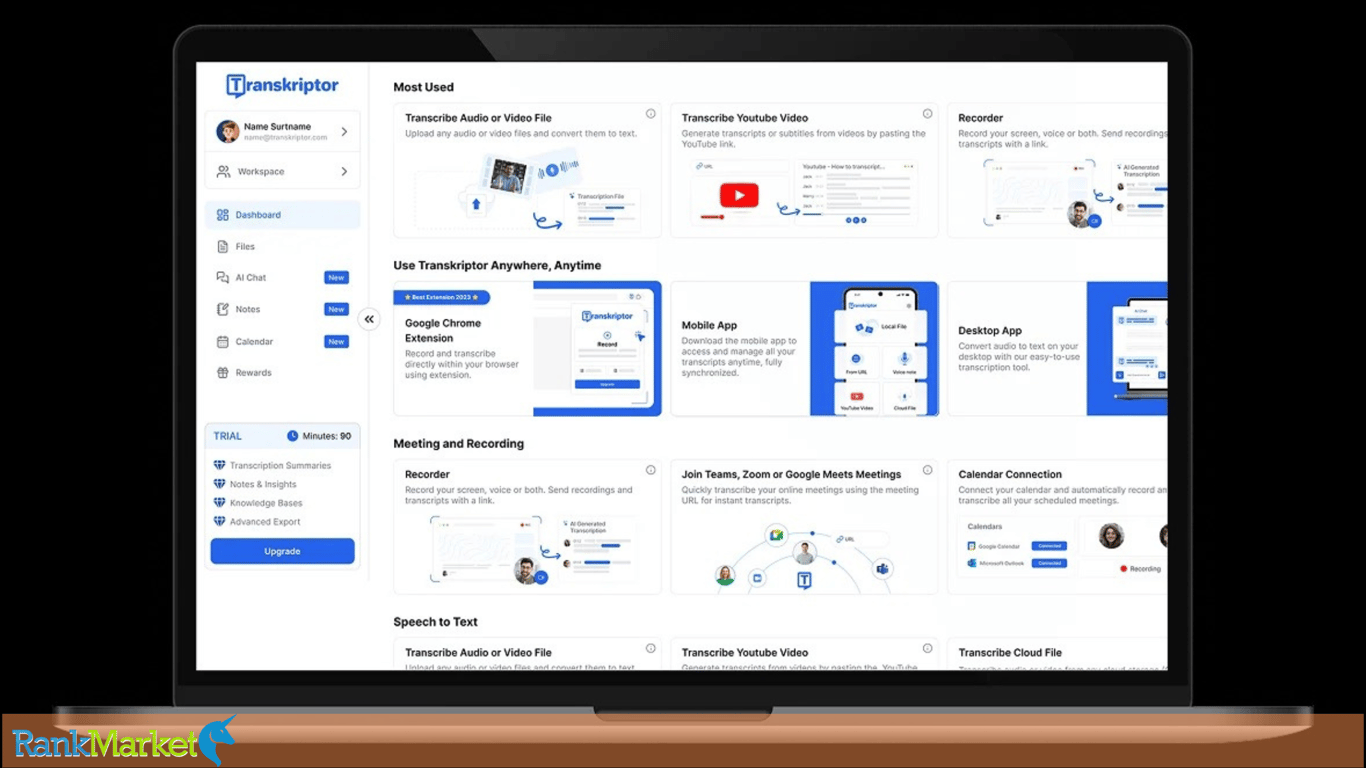 Transkriptor Homepage Screenshot