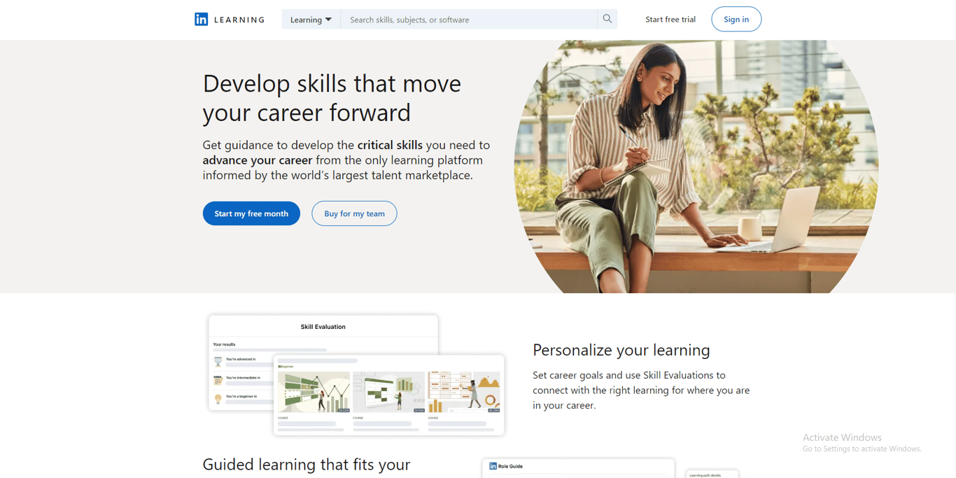 LinkedIn Learning homepage