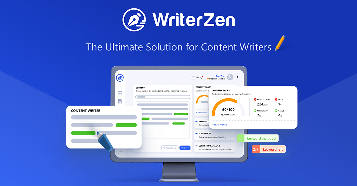 Official WriterZen homepage showcasing SEO optimization features