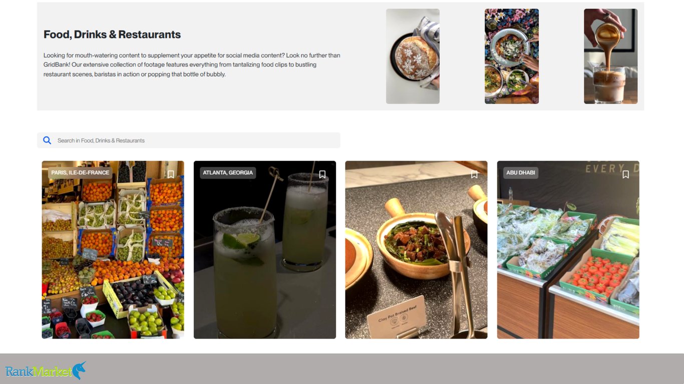Food-Drinks-And-Restaurants-Category-Page-On-Gridbank-Displaying-A-Grid-Of-Location-Tagged-Stock-Footage-From-Paris-Atlanta-And-Abu-Dhabi