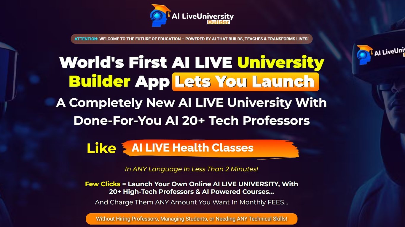AI Live University Builder Homepage