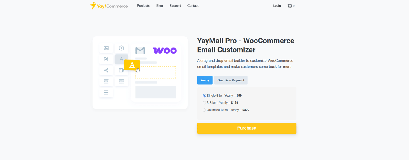 YayMail WooCommerce email builder with visual drag and drop editor for fully branded transactional emails