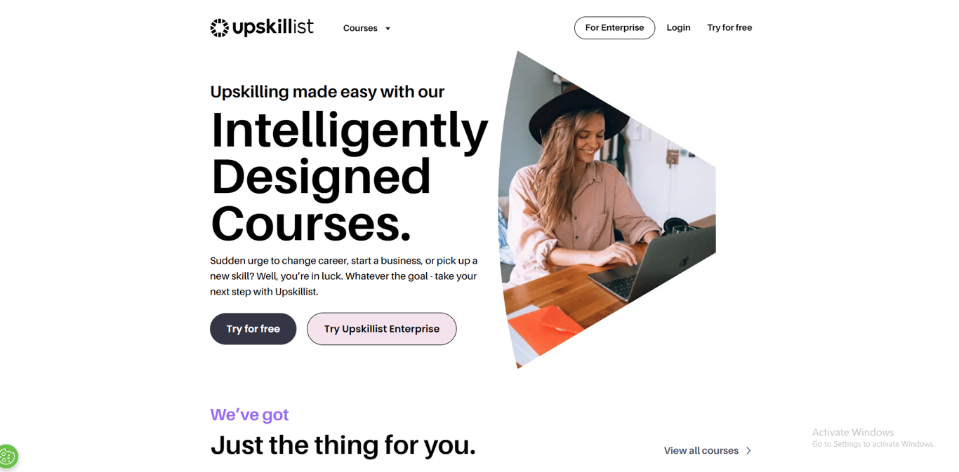 Upskillist online learning platform interface