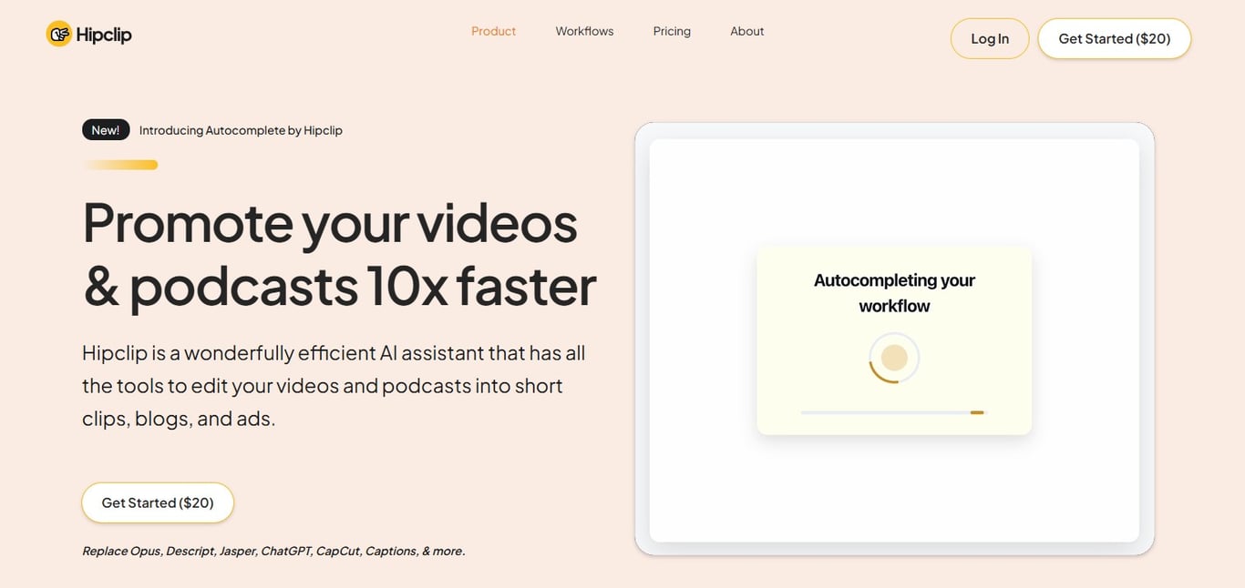 Hipclip Homepage – AI Video Editor