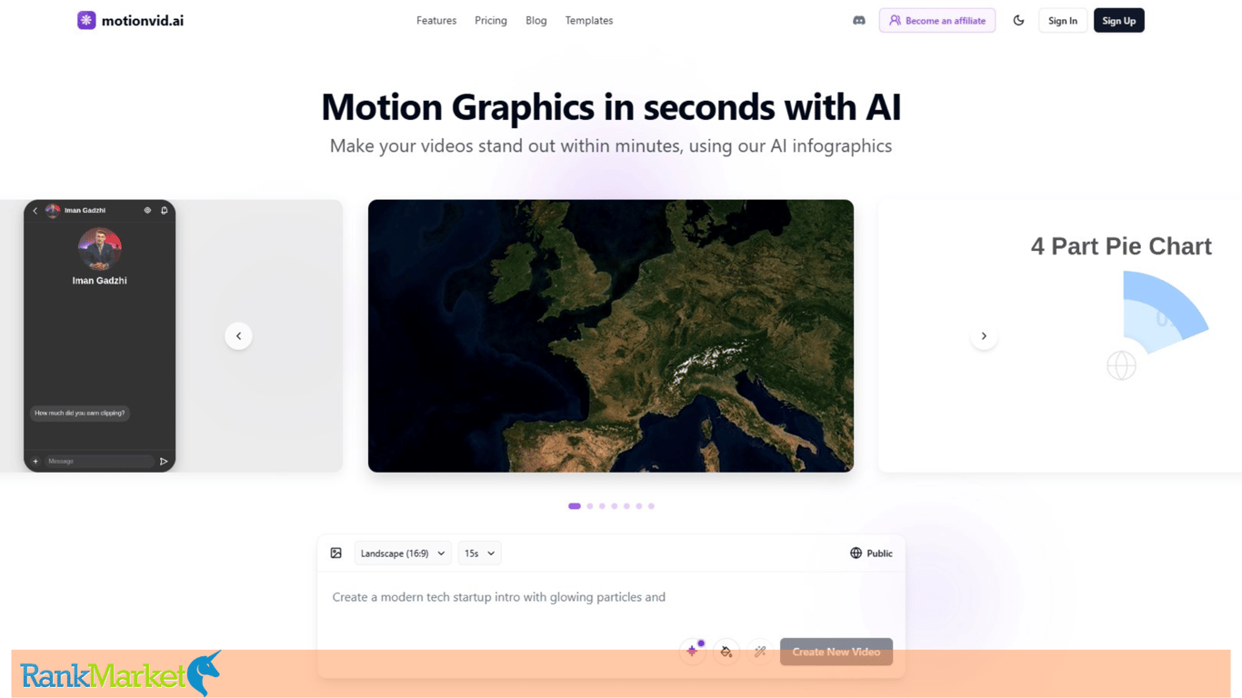 Homepage Of Motionvid.ai - Ai Motion Video Creation Platform