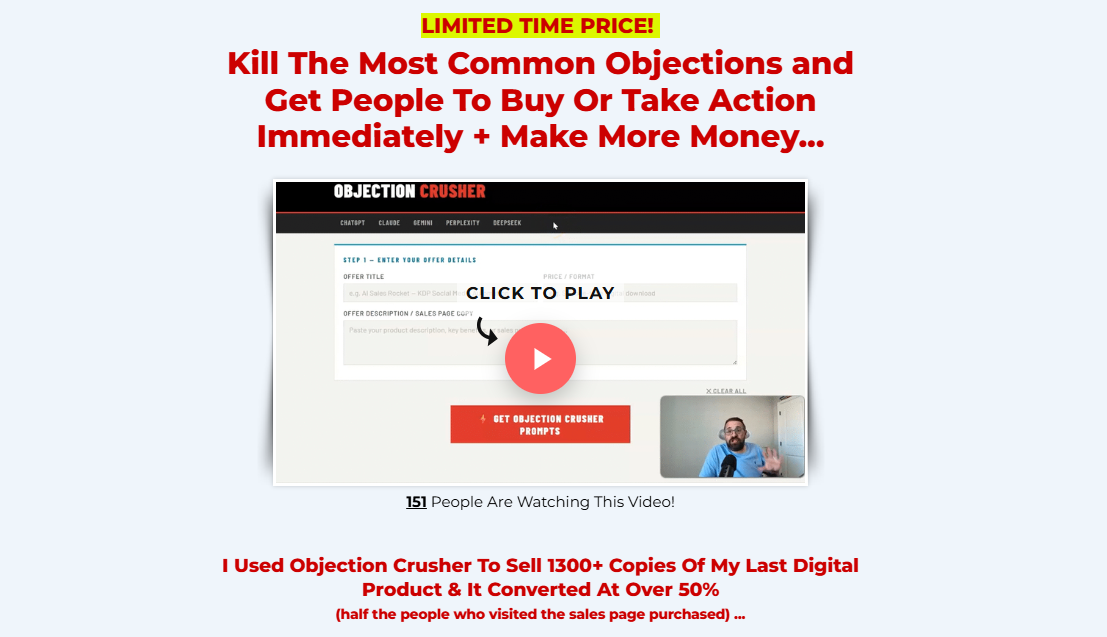 Objection-Crusher-sales-page-banner-with-interactive-video-demo-for-high-converting-digital-offers
