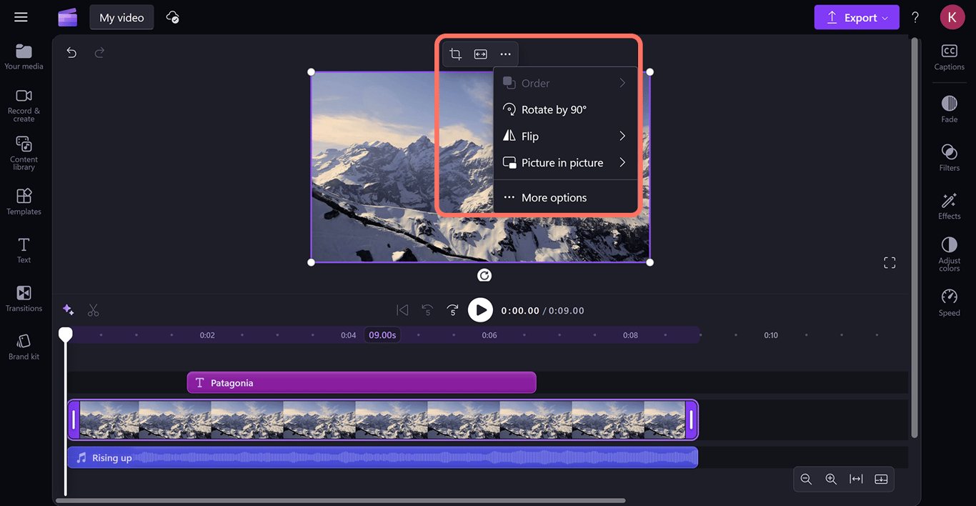 Clipchamp features: