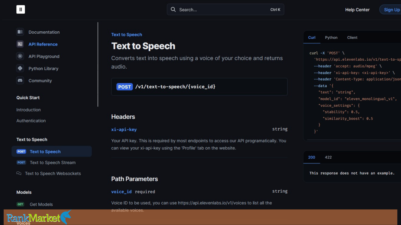 Elevenlabs Ultra-Realistic Text-To-Speech Interface