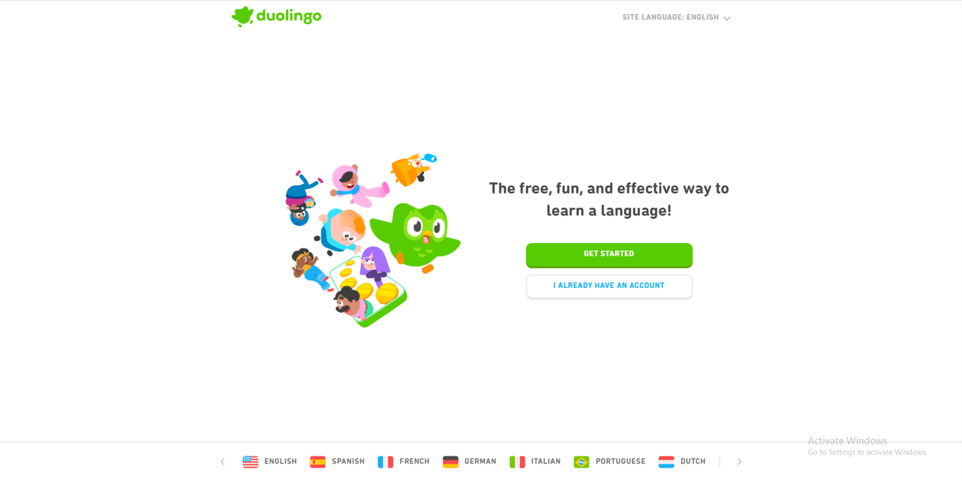 Duolingo homepage