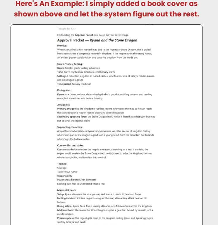 my-bestseller-kids-story-generator-ai-approval-packet-output-showing-premise-characters-and-plot-beats