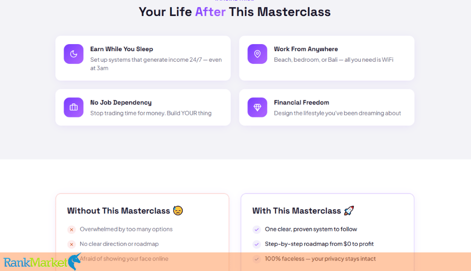 Faceless Marketing Masterclass + Otos