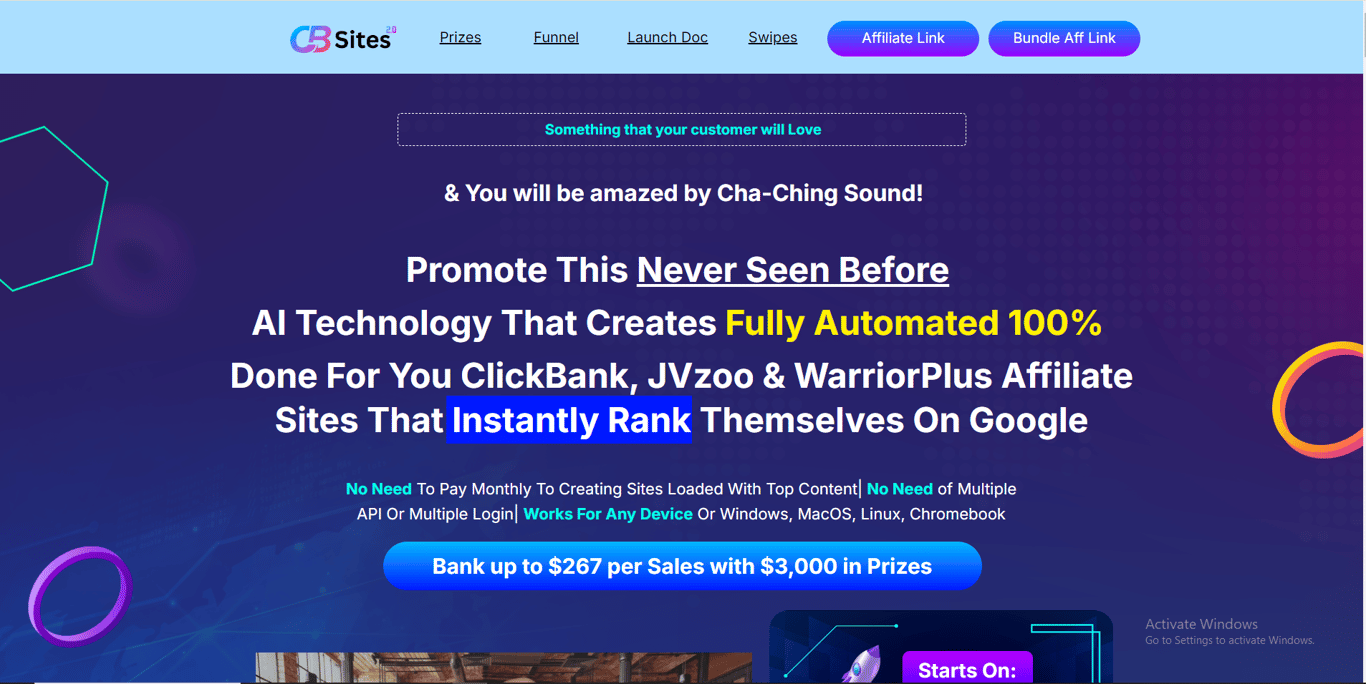 CB Sites 2.0 homepage