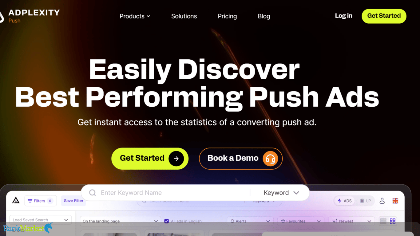 Adspy Push Dashboard Filters Push Ad Campaigns By Niche, Geo, And Traffic Source.