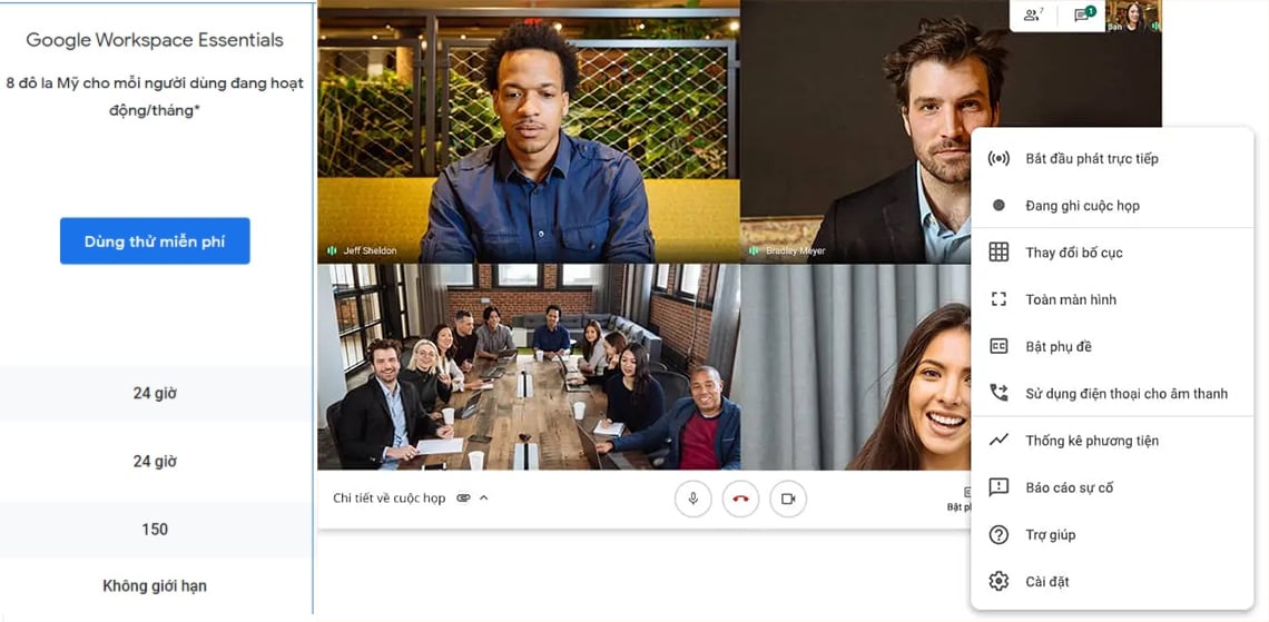 Google Meet video conferencing interface