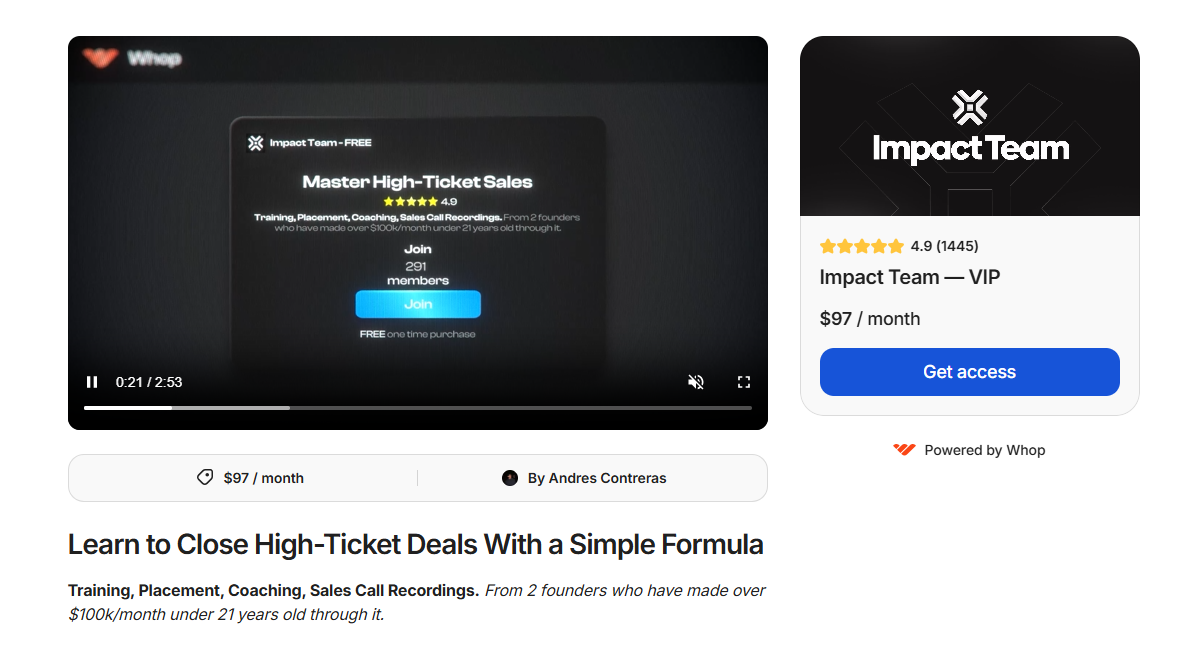 impact-team-vip-high-ticket-sales-system-home-page-premium-closing-framework-revenue-acceleration