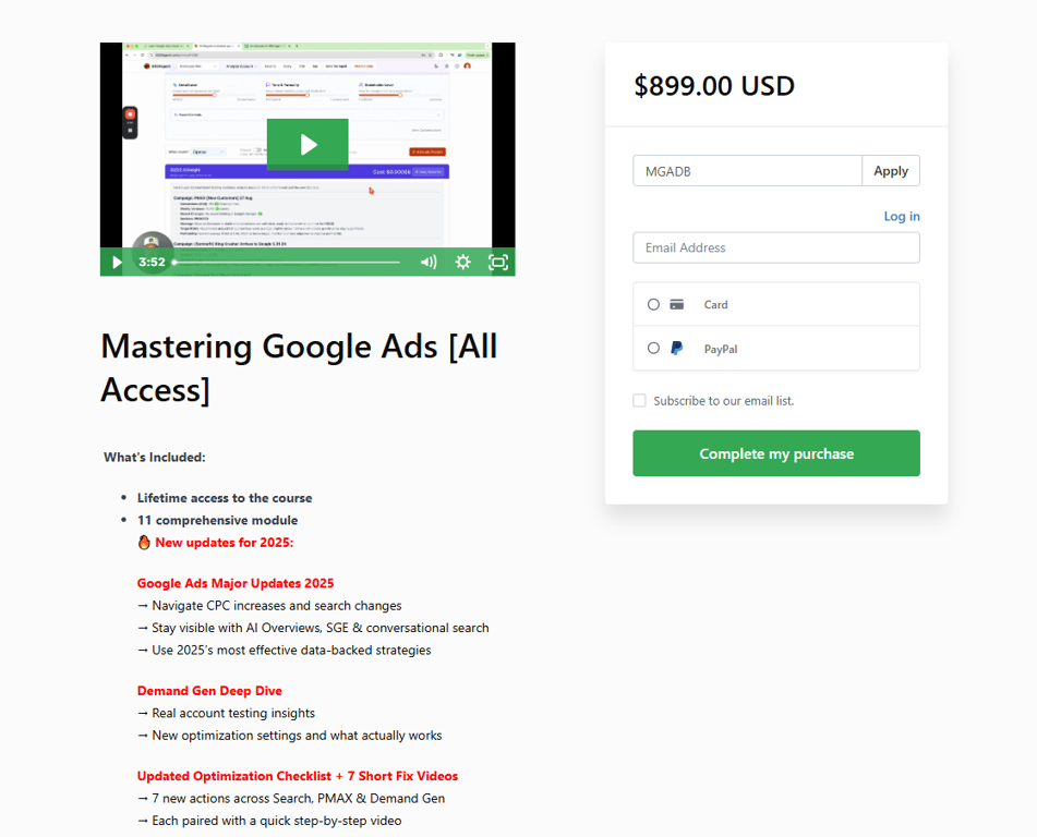 Define-Digital-Academy-Mastering-Google-Ads-All-Access-course-homepage-overview