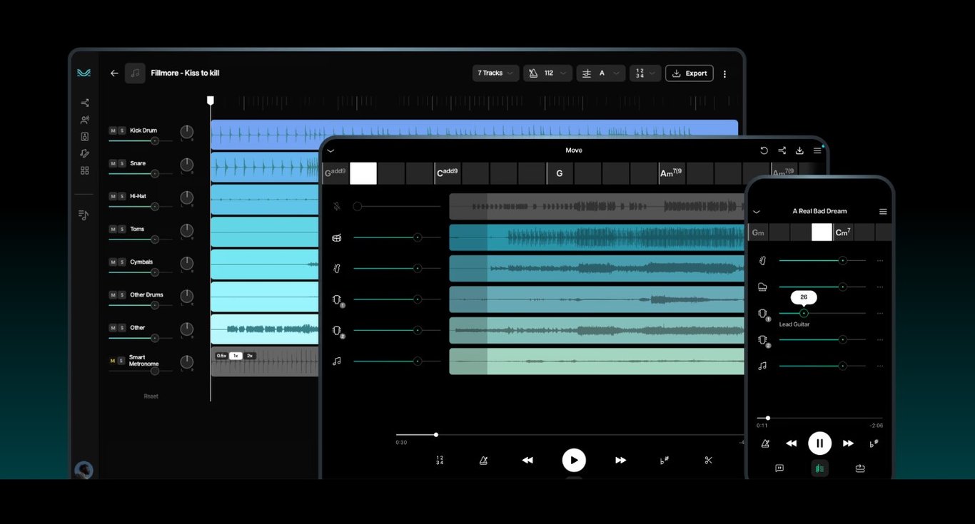 AI Audio Separation Feature of Moises App.