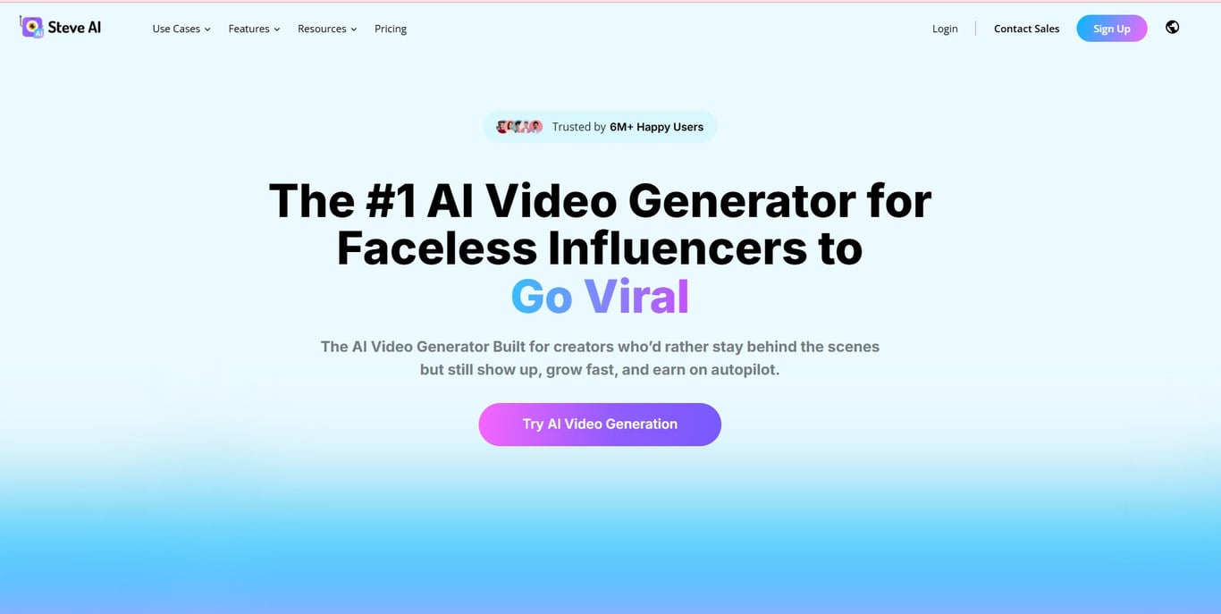 Steve AI Homepage