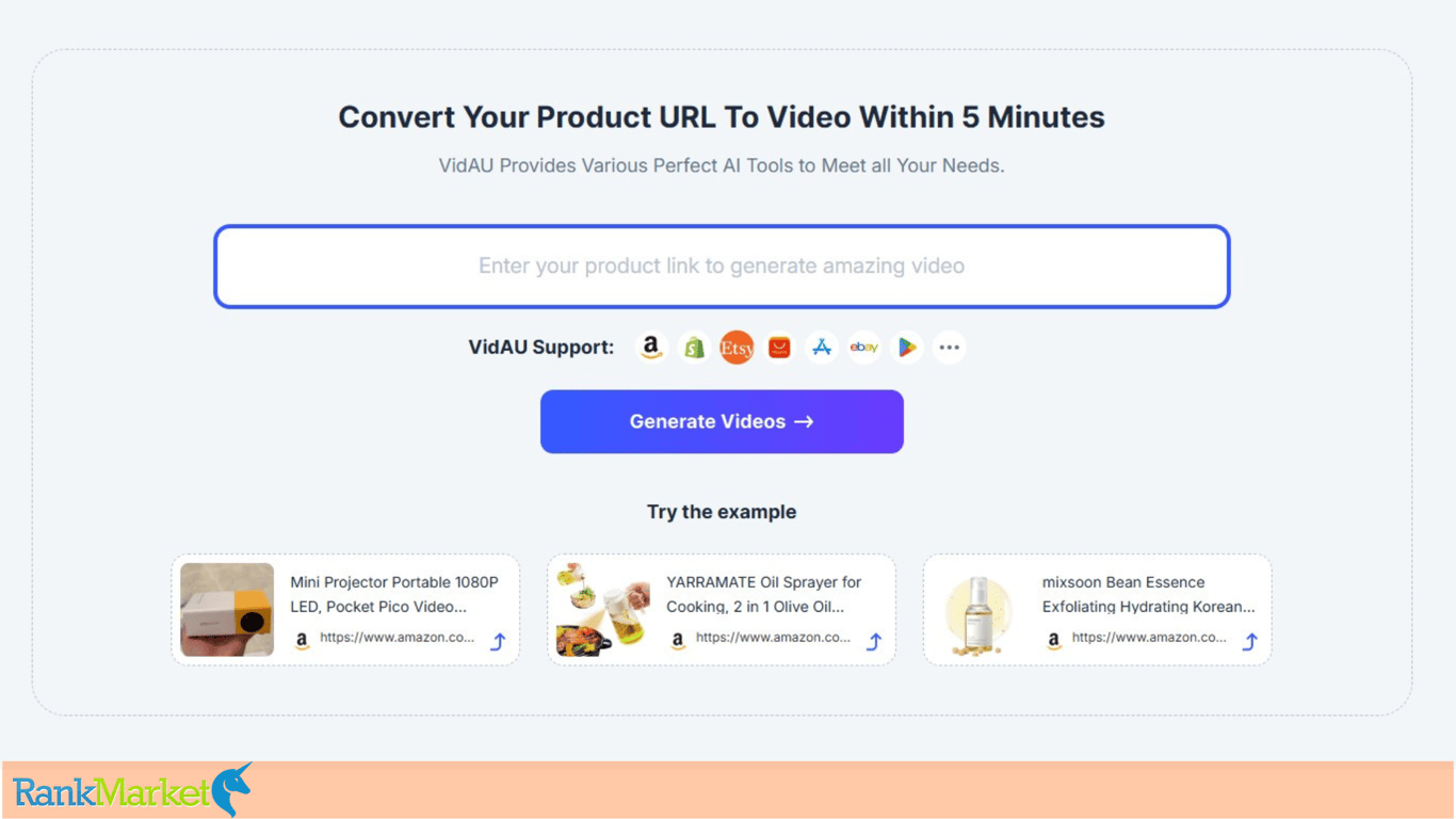 Create Promotional Videos From Product Links With Vidau Ai