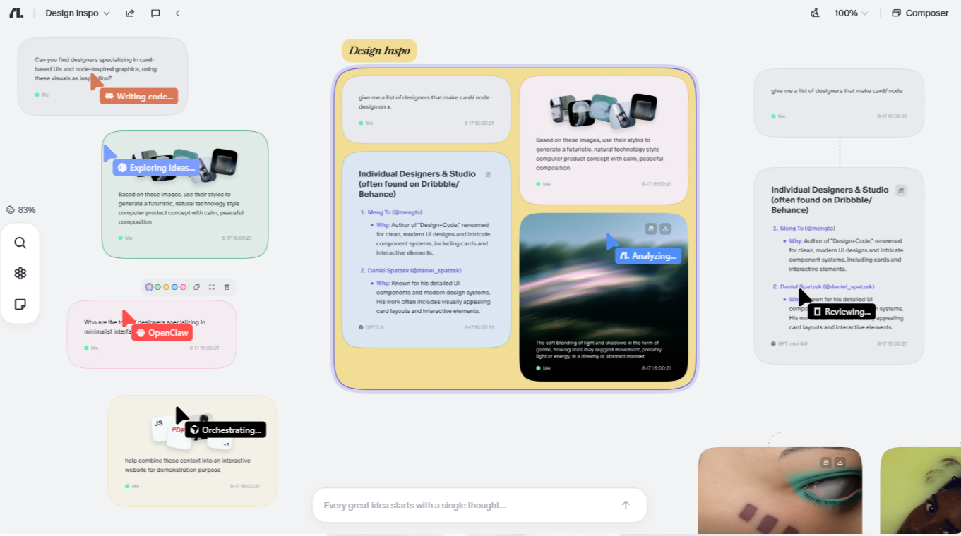 Dynamic-mind-map-canvas-displaying-multiple-AI-sub-agents-collaborating-live-on-front-end-coding-and-UI-design-inspiration