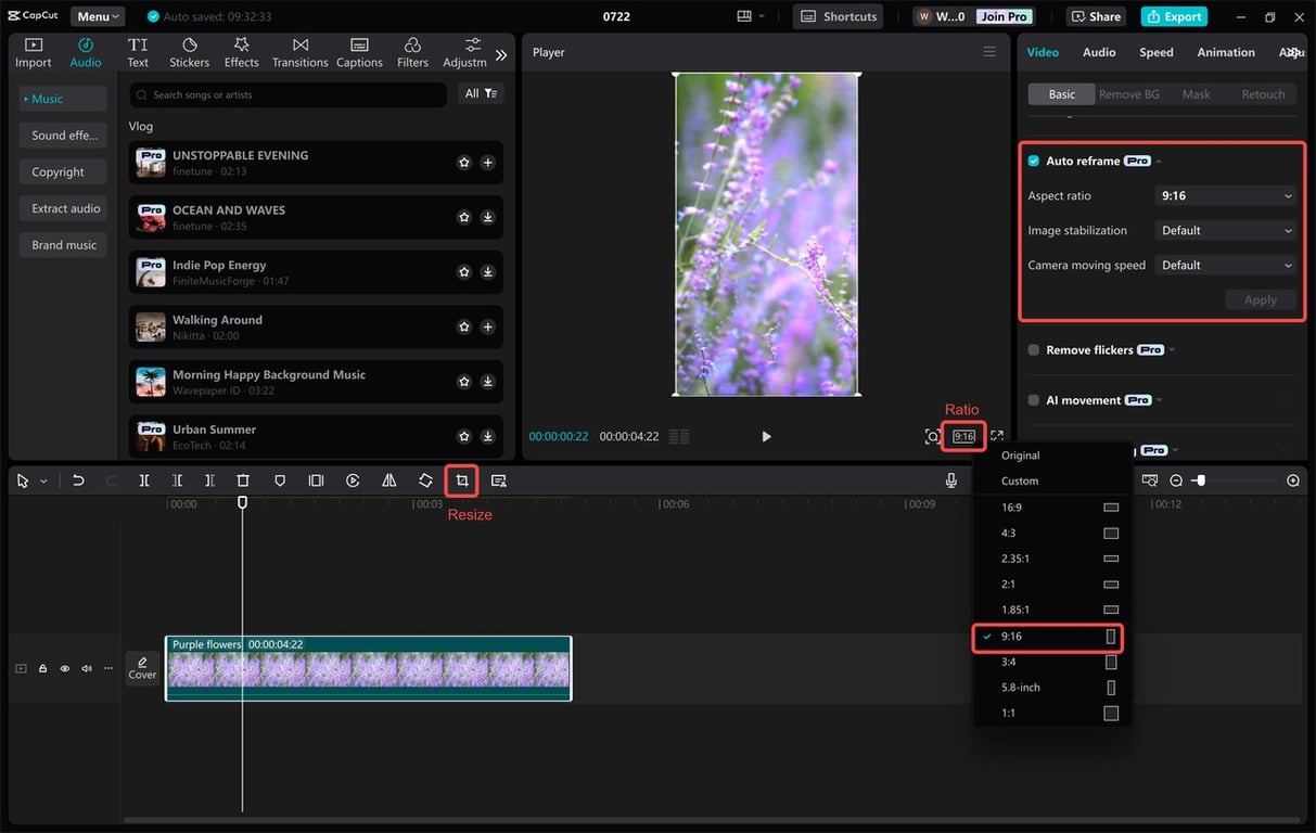 CapCut Pro premium video editing interface showing advanced timeline tools and creative effects dashboard