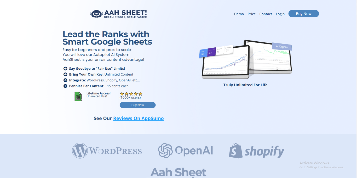 Aahsheet homepage