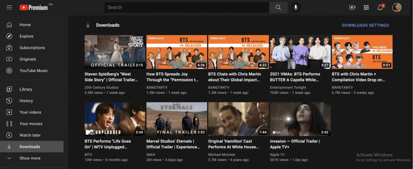 YouTube Premium homepage