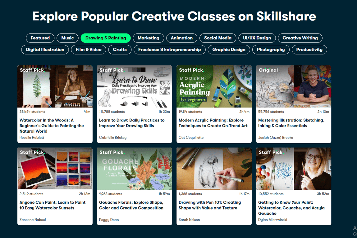 SkillShare features