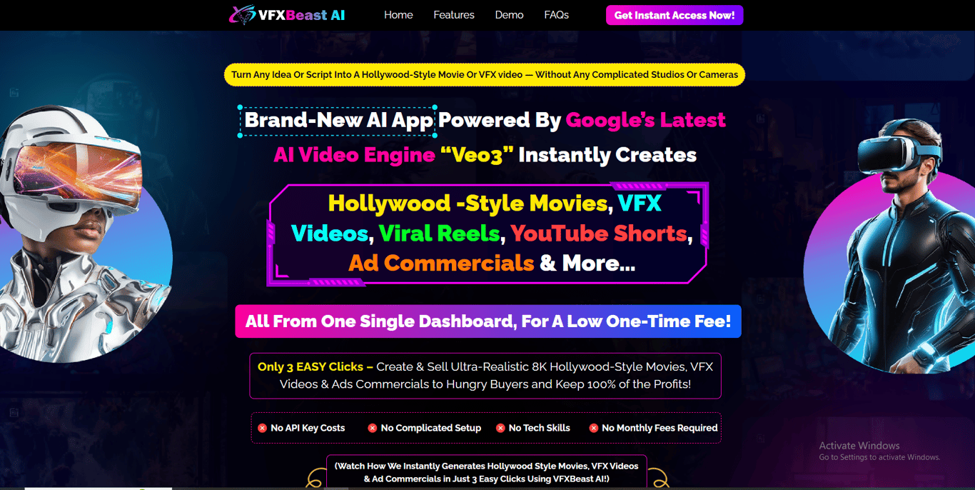 VFXBeast AI homepage