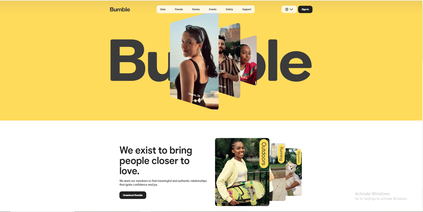 Bumble homepage