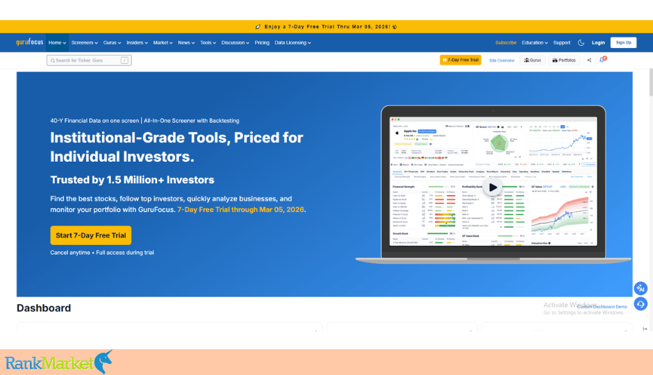 Gurufocus Website Interface