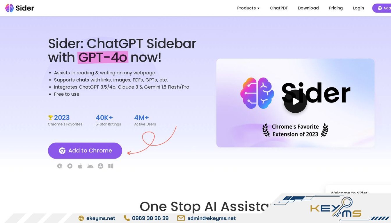 Sider AI homepage