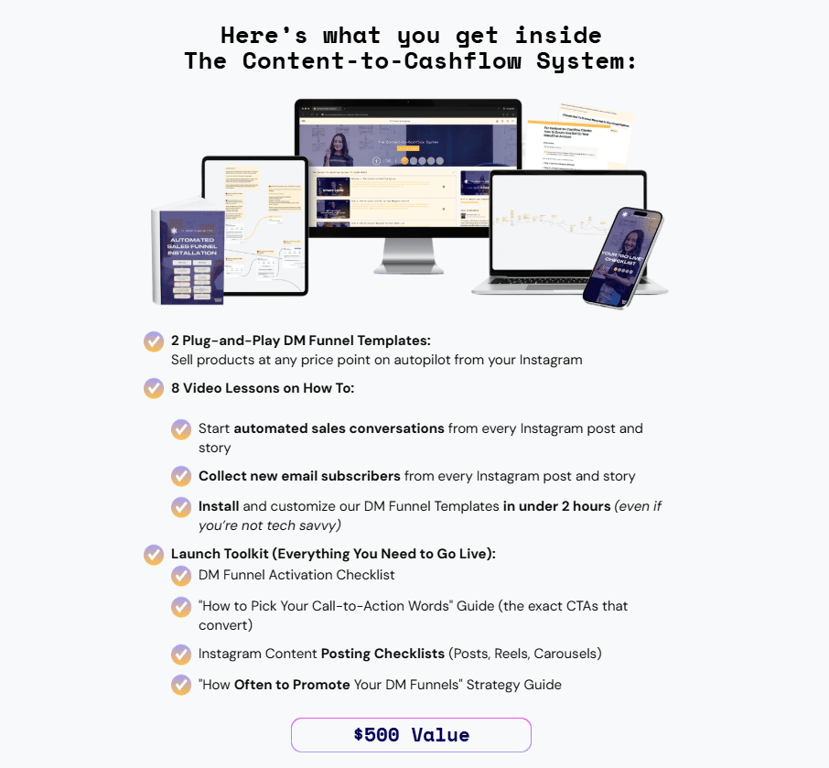 content-to-cashflow-system-curriculum-dm-funnel-templates-video-lessons-launch-toolkit