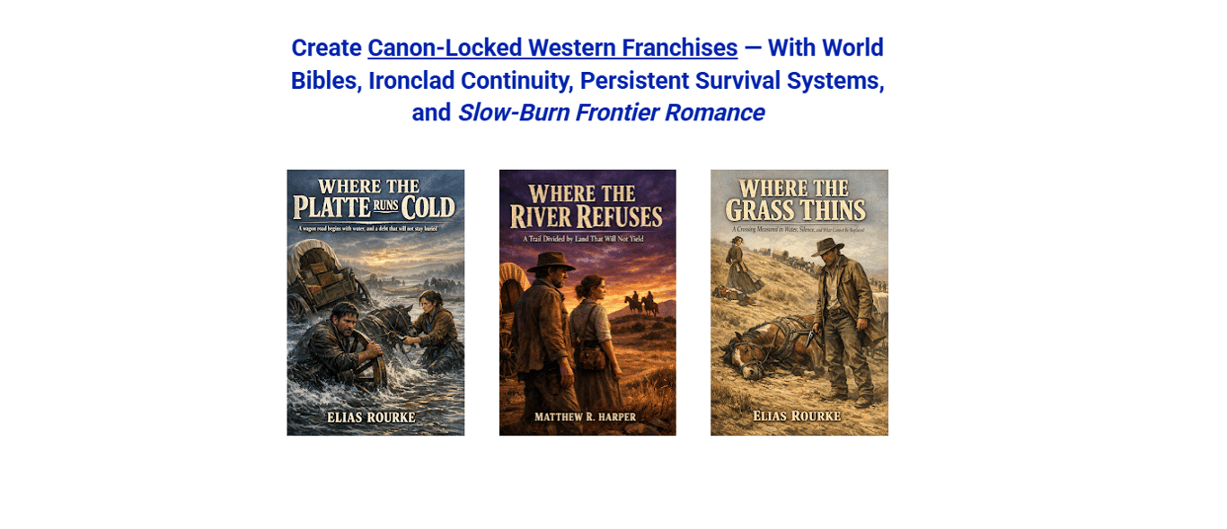 3 -Western- book- covers -showing- frontier- saga -prompts- for- authors.