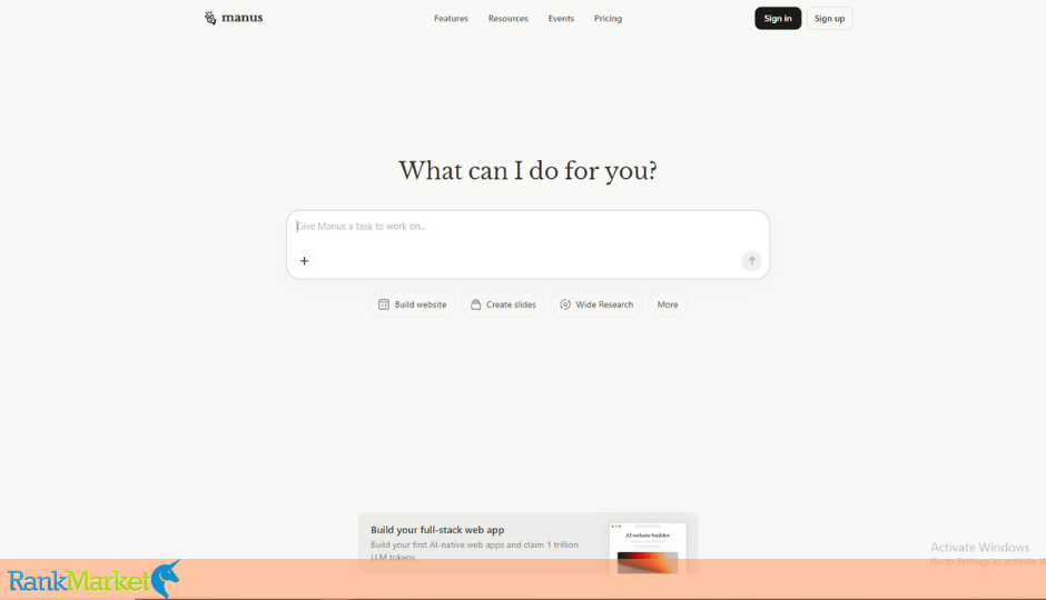 Manus Ai Homepage