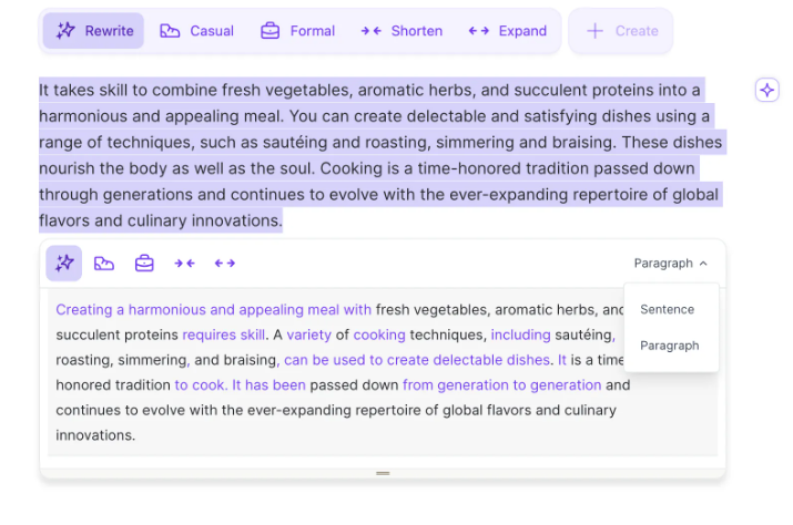 Wordtune helps users enhance their sentences with its features 