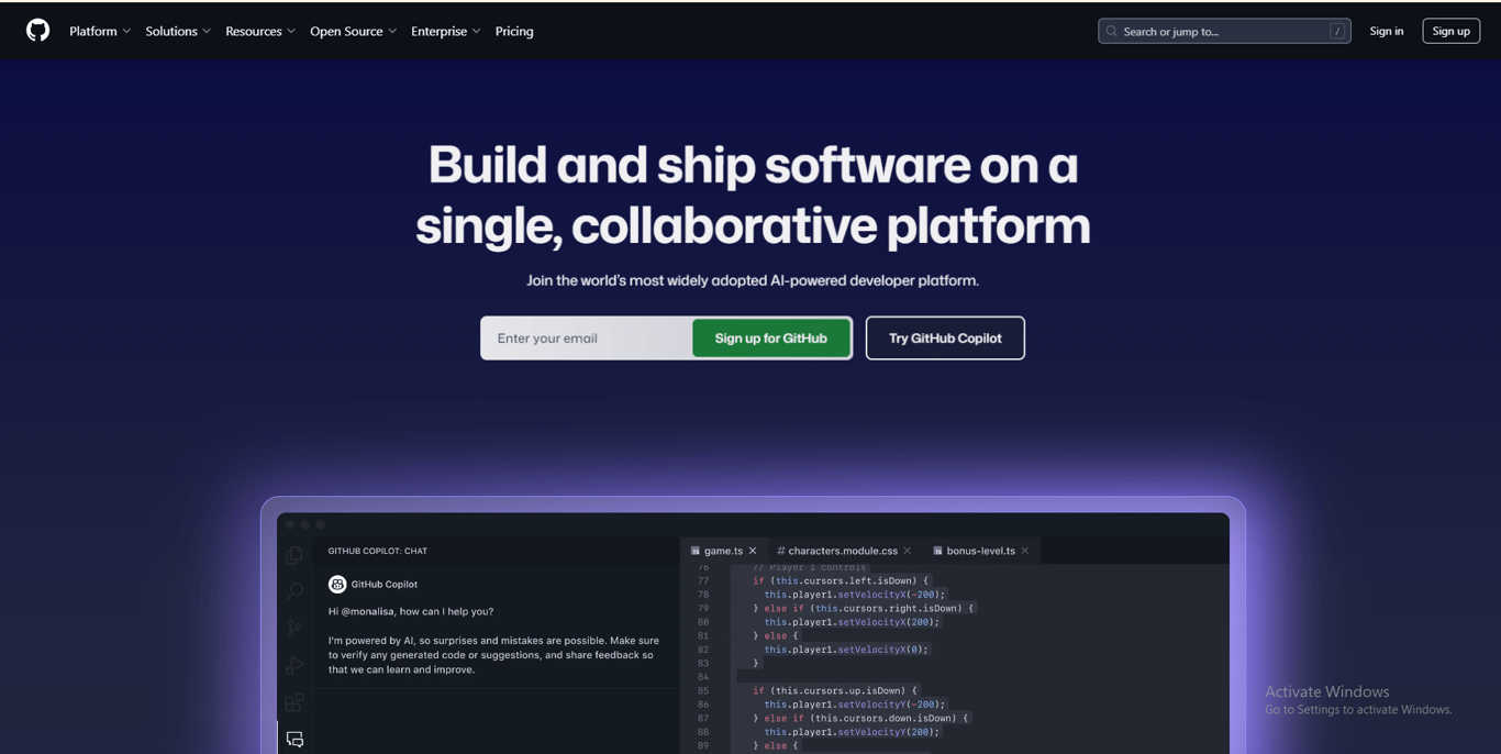 GitHub main dashboard interface displaying repositories, pull requests, and issue tracking system