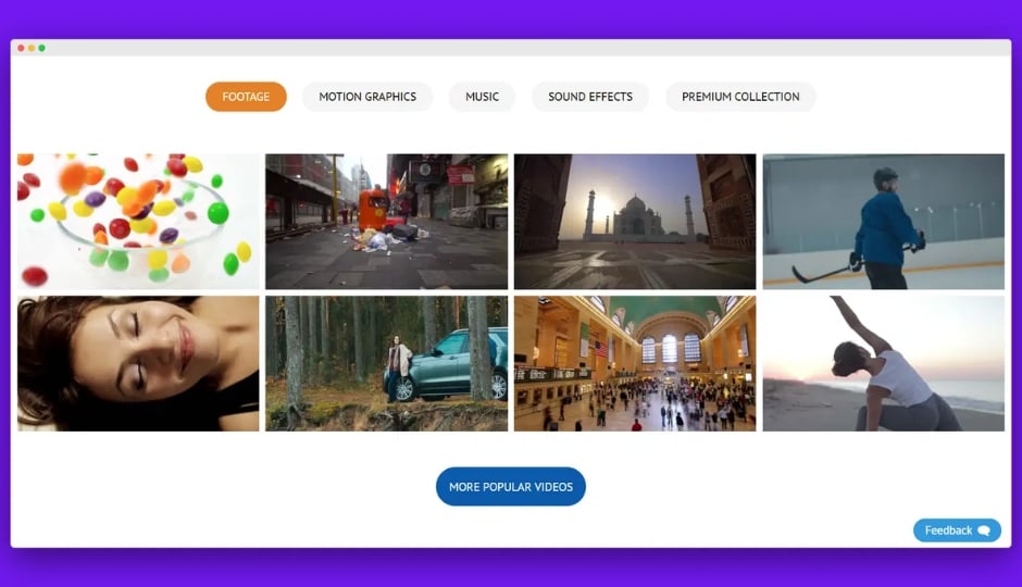 Professional video editor integrating Videvo Pro stock footage, animated graphics, and royalty-free music into advanced editing software for commercial production