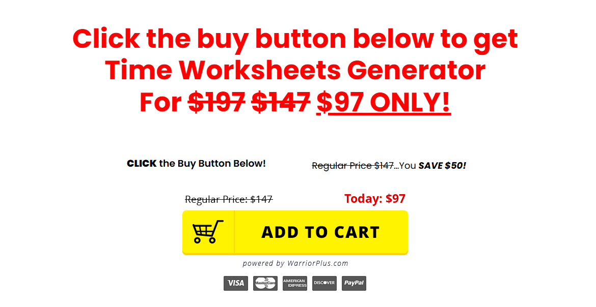 Comparison of pricing tiers for Time Worksheets Generator highlighting the cost-effectiveness of group buy options
