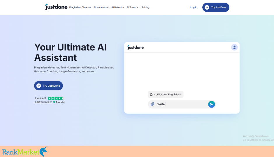 Justdone Ai Website Interface