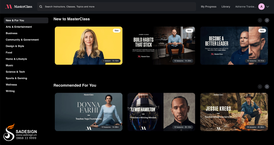 MasterClass features