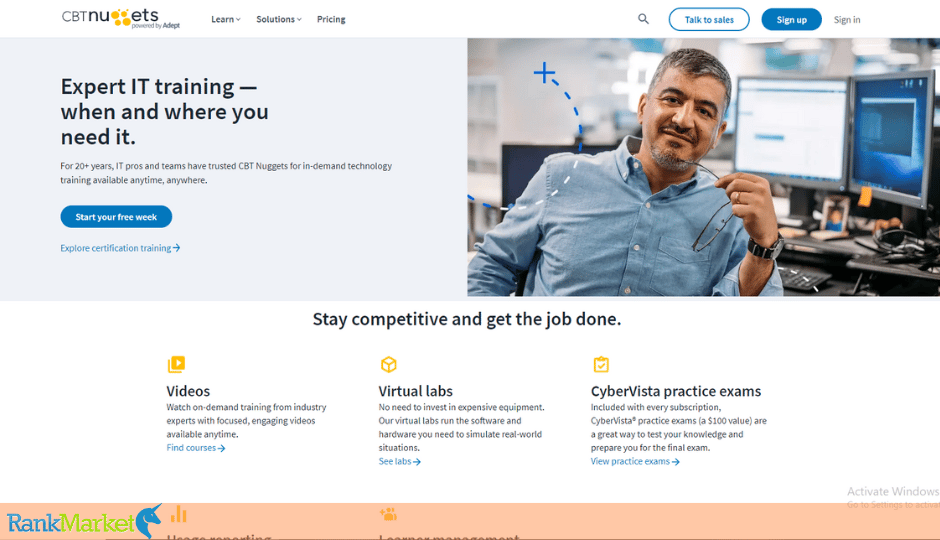 Cbt Nuggets Online It Training Platform Interface.