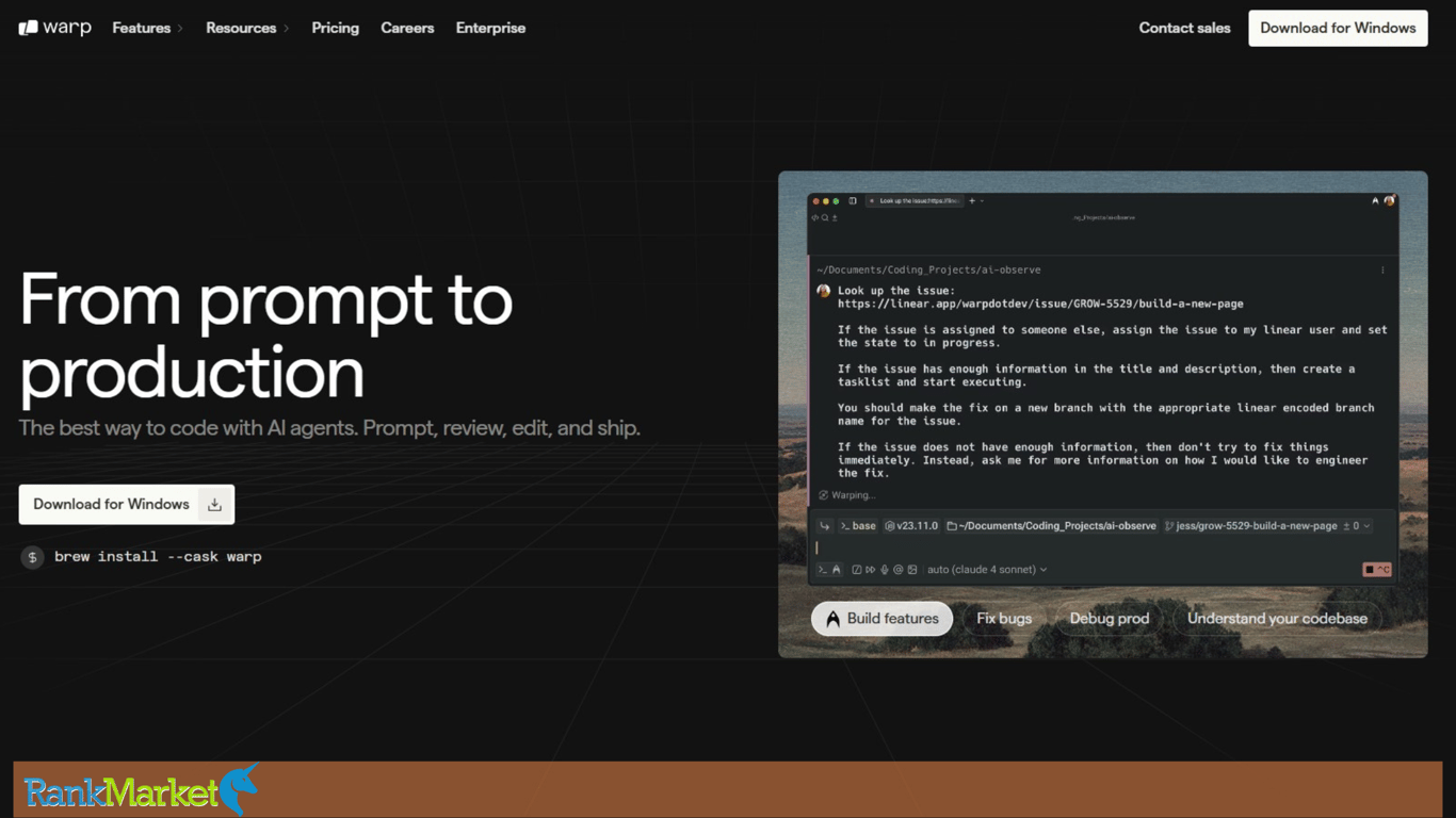 Warp.dev Homepage, Modern Ai Terminal For Programmers