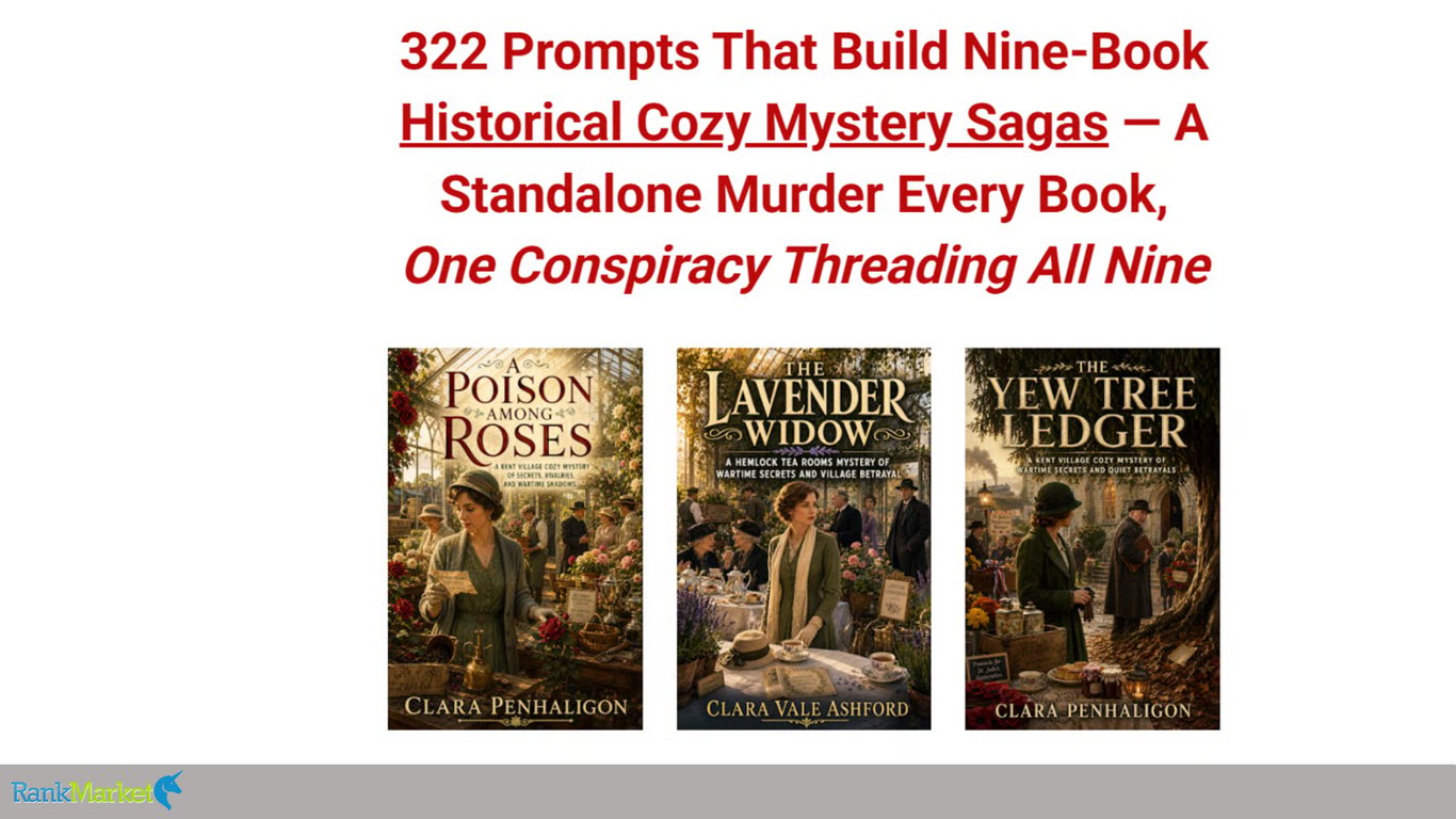 Historical-Cozy-Mystery-Sagas-Prompts-Banner-With-Three-Book-Covers-By-Rankmarket