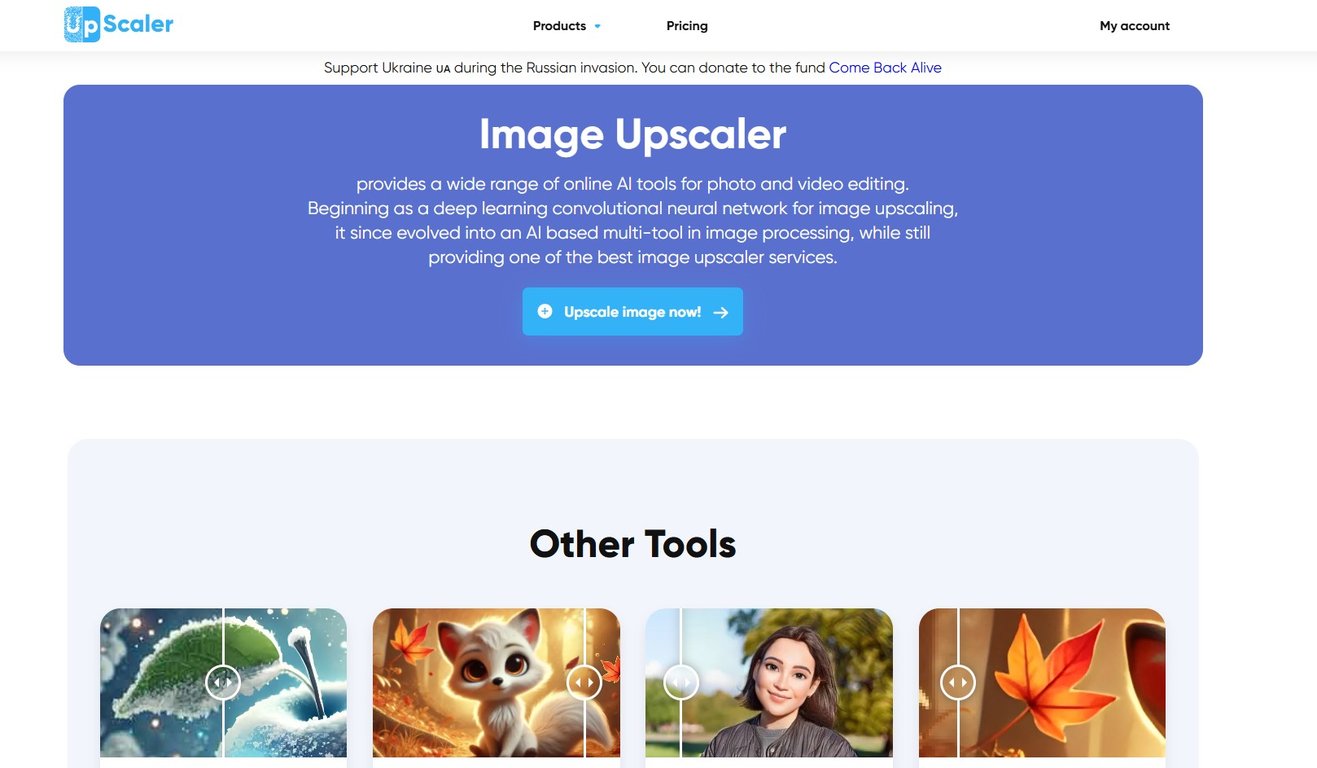 Image Upscaler Homepage 