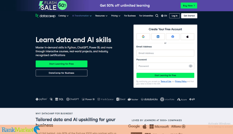 Datacamp Homepage