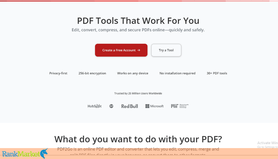 Pdf2Go Online Pdf Tool Interface.
