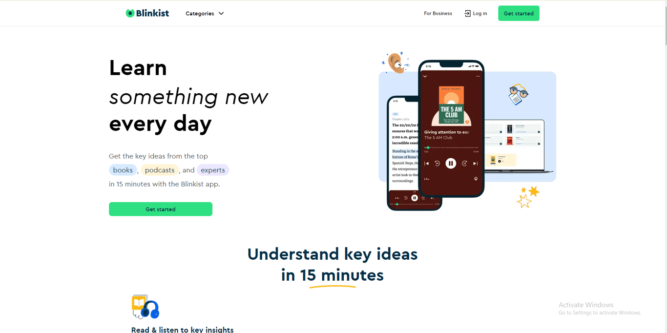Blinkist homepage